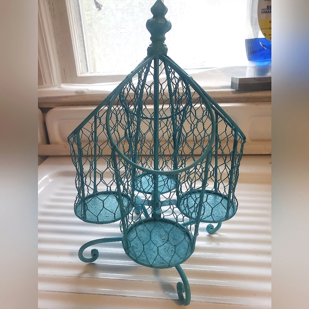 Cottage Chic Teal Silverware caddy